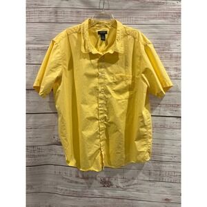 Cherokee Brand Mens XXL Yellow Short Sleeve Button Down Shirt 100% Cotton Casual